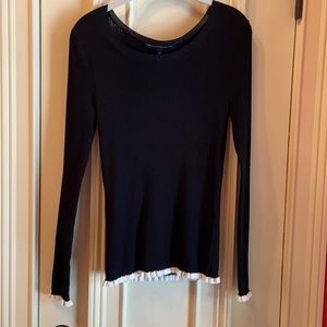 Black and ivory sweater with ruffle hem, size S